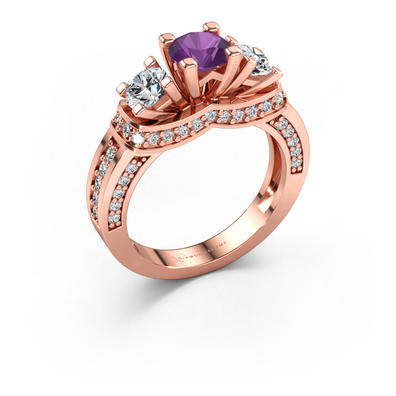 Bild av Förlovningsring Phileine 585 roséguld Ametist 5 mm