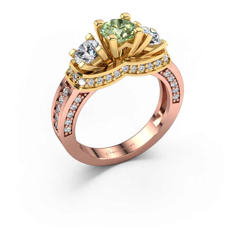 Image de Bague de fiançailles Phileine 585 or rose Diamants synthétiques vert 5 mm