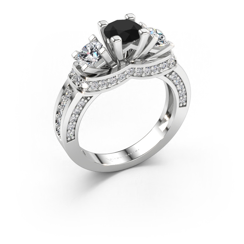 Bild av Förlovningsring Phileine 585 vitt guld Svart diamant 1.595 crt