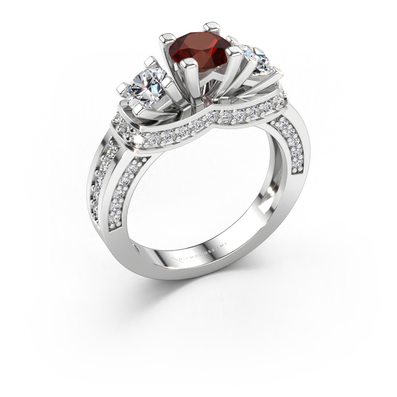 Image of Engagement ring Phileine 585 white gold Garnet 5 mm