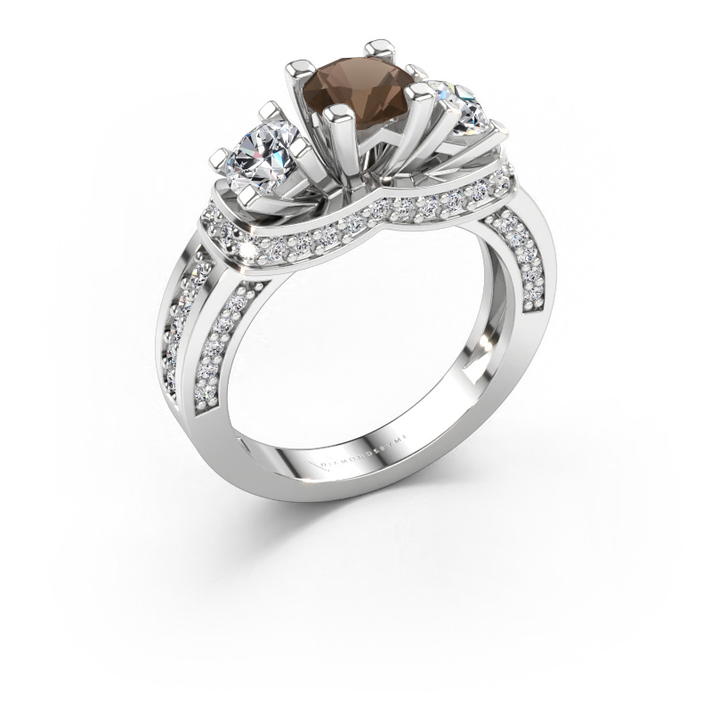 Immagine di Anello di fidanzamento Phileine 585 oro bianco Quarzo fumé 5 mm