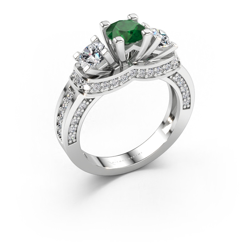 Immagine di Anello di fidanzamento Phileine 585 oro bianco Smeraldo 5 mm