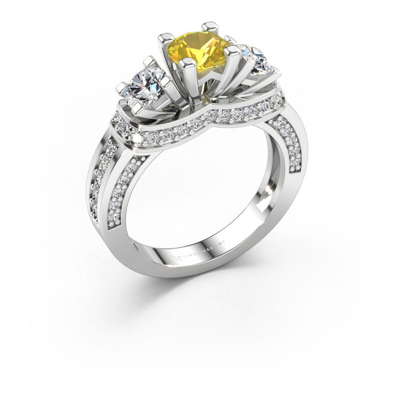 Immagine di Anello di fidanzamento Phileine 585 oro bianco Zaffiro giallo 5 mm
