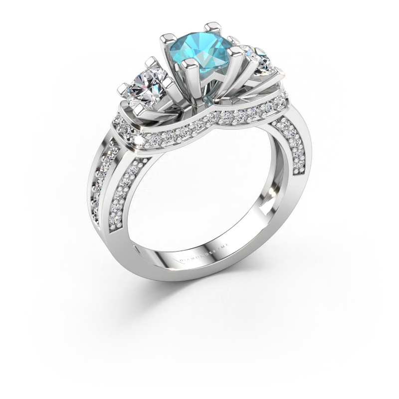 Immagine di Anello di fidanzamento Phileine 585 oro bianco Topazio blu 5 mm