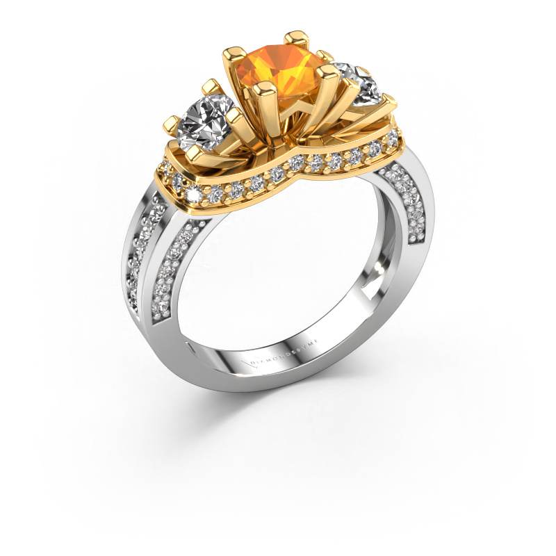Image de Bague de fiançailles Phileine 585 or blanc Citrine 5 mm
