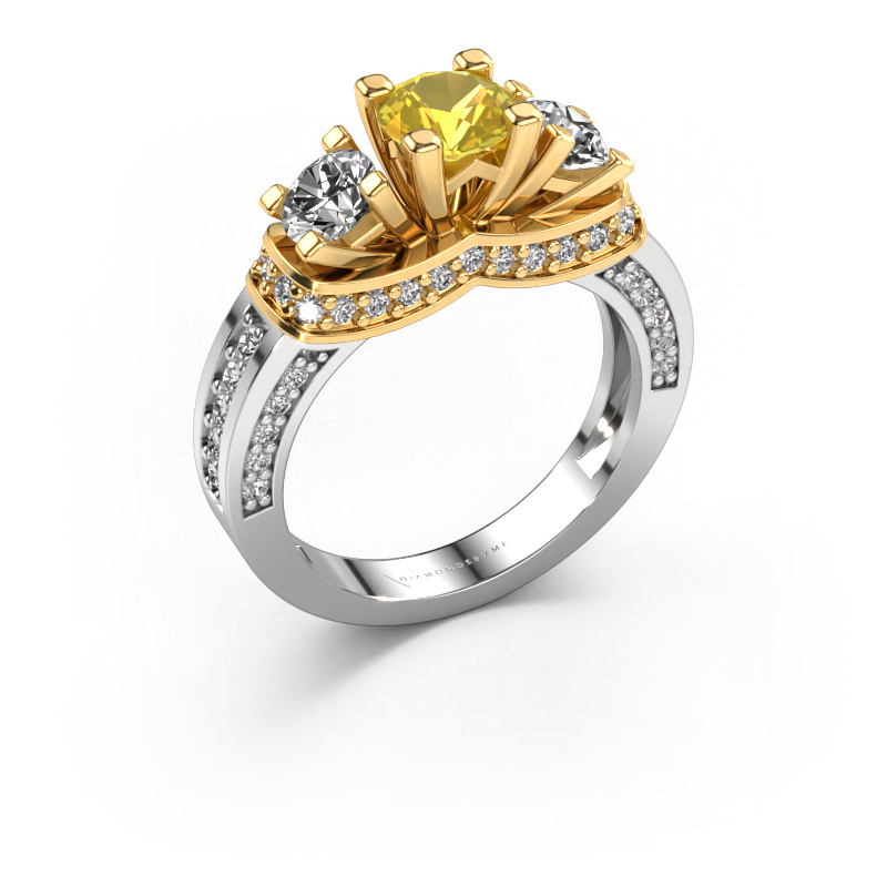 Image de Bague de fiançailles Phileine 585 or blanc Saphir jaune 5 mm