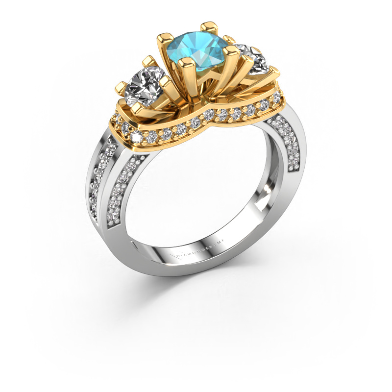 Image of Engagement ring Phileine 585 white gold Blue topaz 5 mm