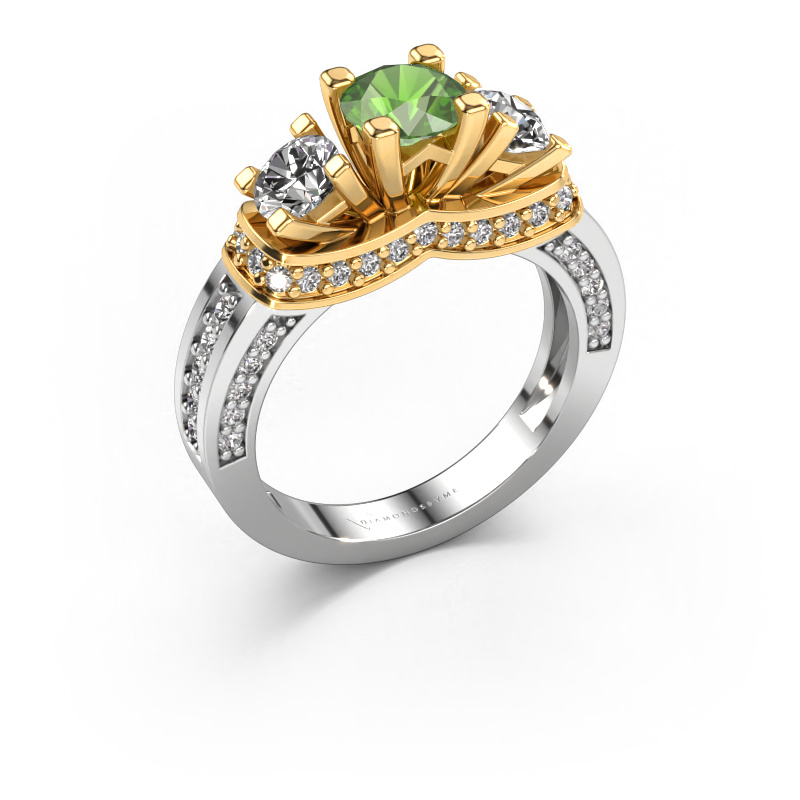Image de Bague de fiançailles Phileine 585 or blanc Vert tourmaline 5 mm
