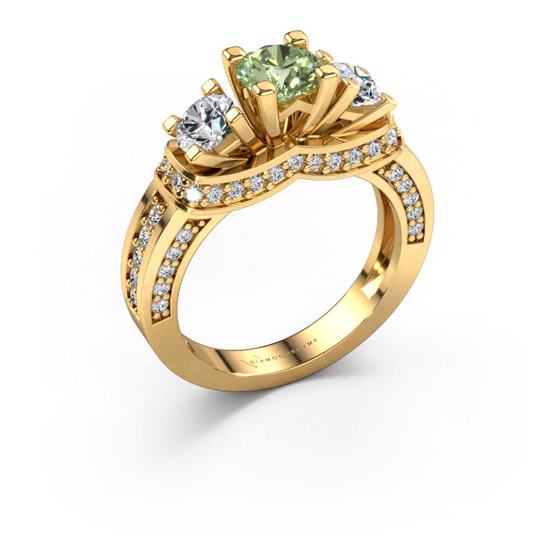Image of Engagement ring Phileine 585 gold Green lab grown diamond 5 mm