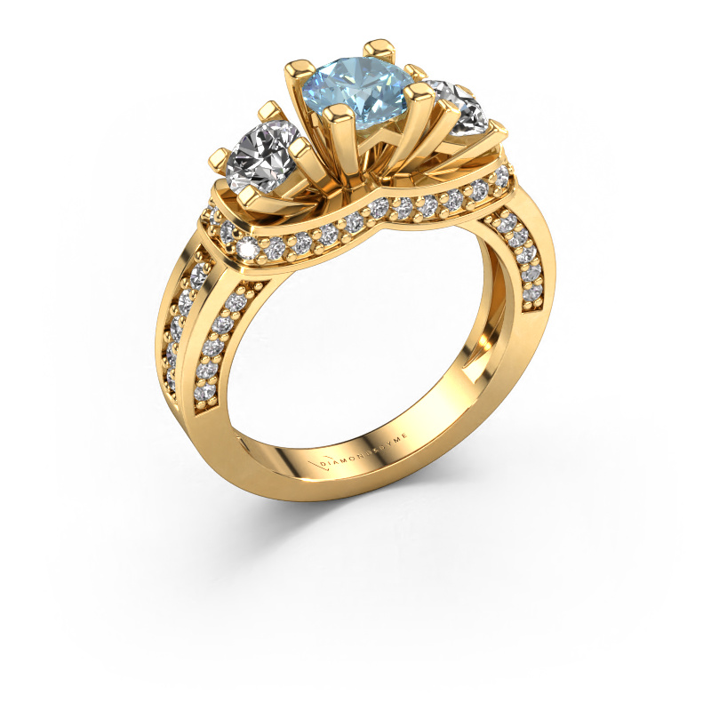 Image de Bague de fiançailles Phileine 585 or jaune Diamant synthétique bleu 5 mm