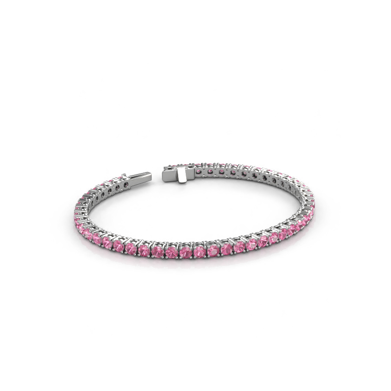 Afbeelding van Tennisarmband Shirley 3.2 585 witgoud Roze saffier 3.2 mm
