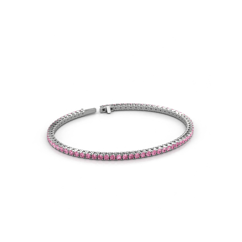 Afbeelding van Tennisarmband Shirley 2.2 585 witgoud Roze saffier 2.2 mm