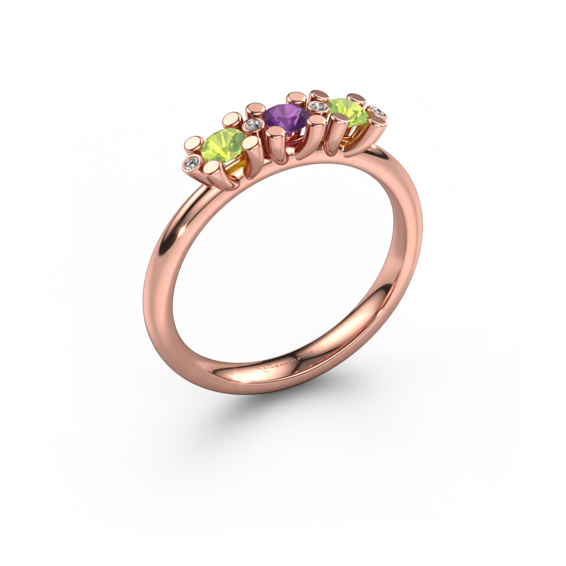Afbeelding van Ring Puk 2 585 rosé goud Amethist 3 mm