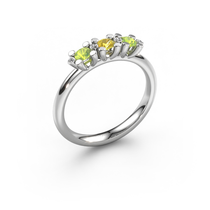 Image de Bague Puk 2 585 or blanc Saphir jaune 3 mm