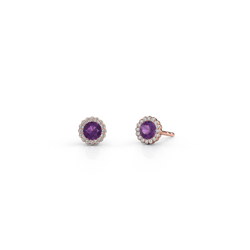 Image of Earrings Queen 585 rose gold Amethyst 4.2 mm