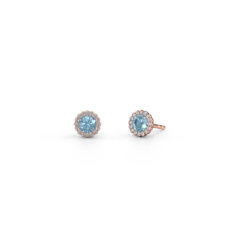 Image de Boucles d'oreilles Queen 585 or rose Diamant synthétique bleu 4.2 mm