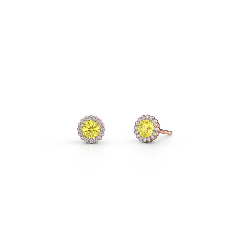 Image de Boucles d'oreilles Queen 585 or rose Diamants synthétiques jaune 4.2 mm