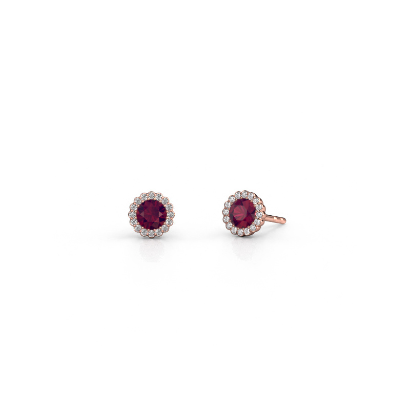 Image of Earrings Queen 585 rose gold Rhodolite 4.2 mm