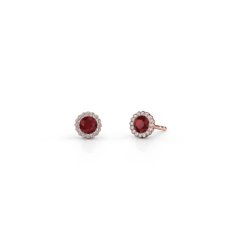 Image of Earrings Queen 585 rose gold Ruby 4.2 mm