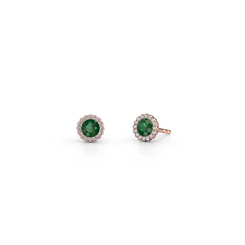 Image of Earrings Queen 585 rose gold Emerald 4.2 mm