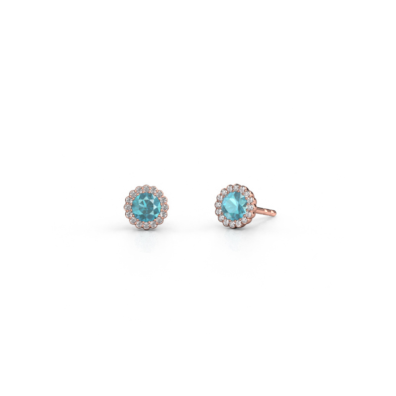 Image de Boucles d'oreilles Queen 585 or rose Topaze bleue 4.2 mm