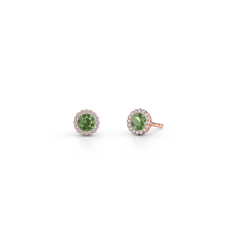 Immagine di Orecchini Queen 585 oro rosa Tormalina verde 4.2 mm