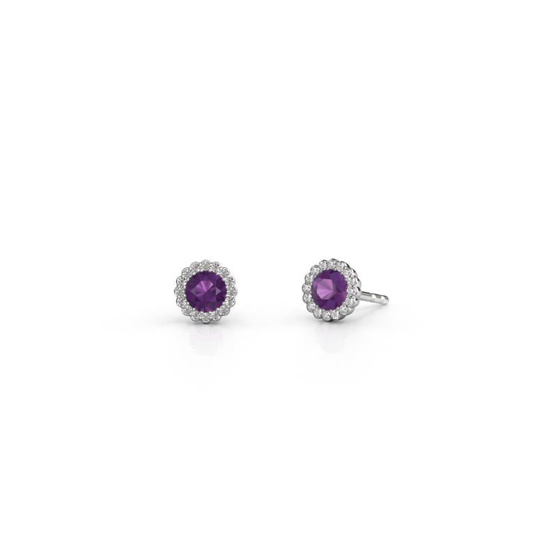 Image of Earrings Queen 950 platinum Amethyst 4.2 mm