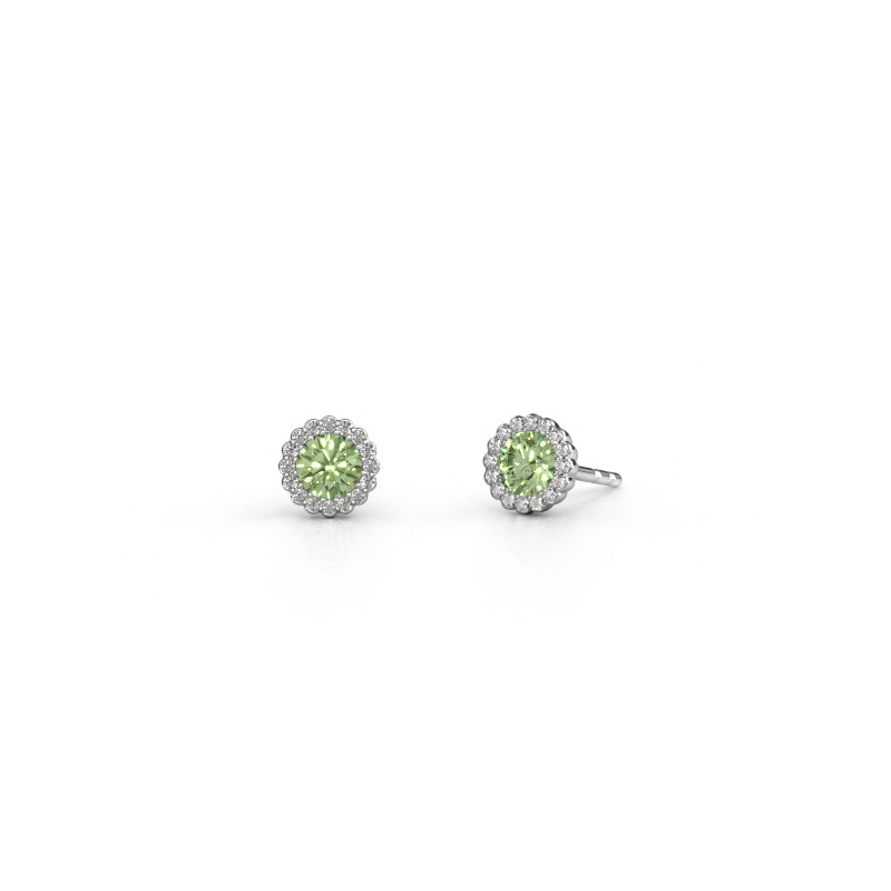 Afbeelding van Oorbellen Queen 950 platina Groene lab grown diamant 4.2 mm
