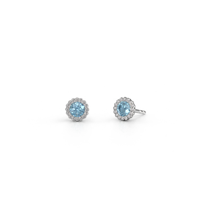Image de Boucles d'oreilles Queen 950 platine Diamant synthétique bleu 4.2 mm