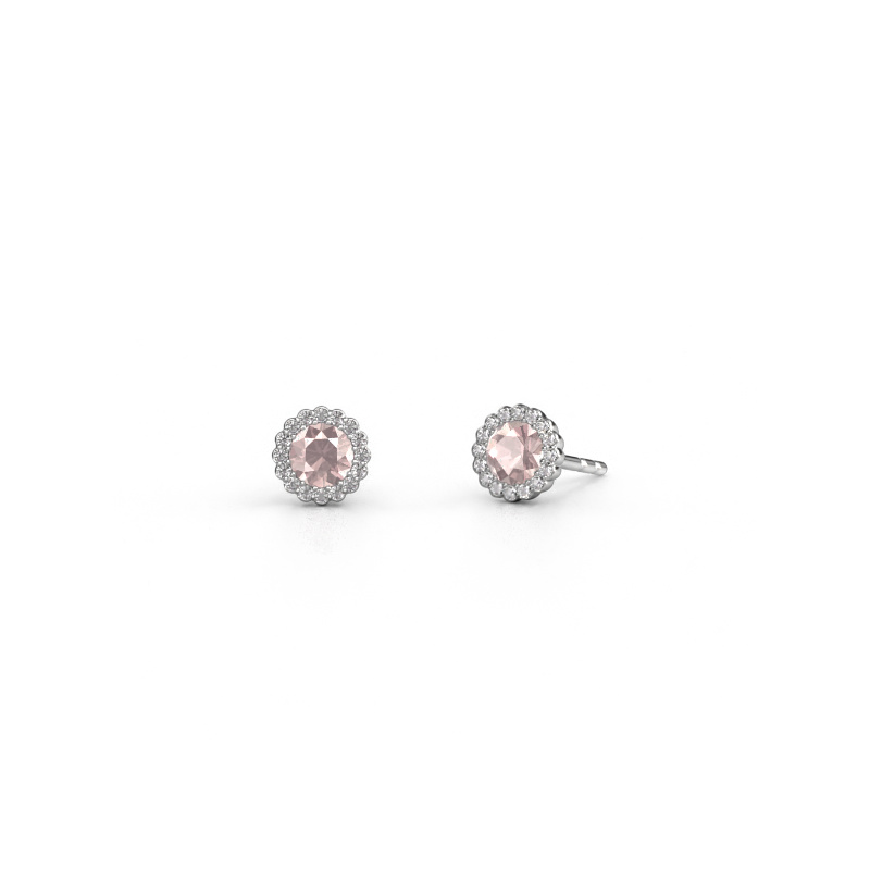 Image of Earrings Queen 585 white gold Morganite champagne 4.2 mm