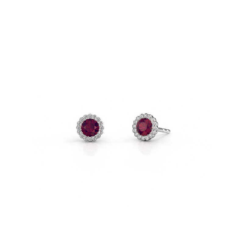 Image of Earrings Queen 585 white gold Rhodolite 4.2 mm