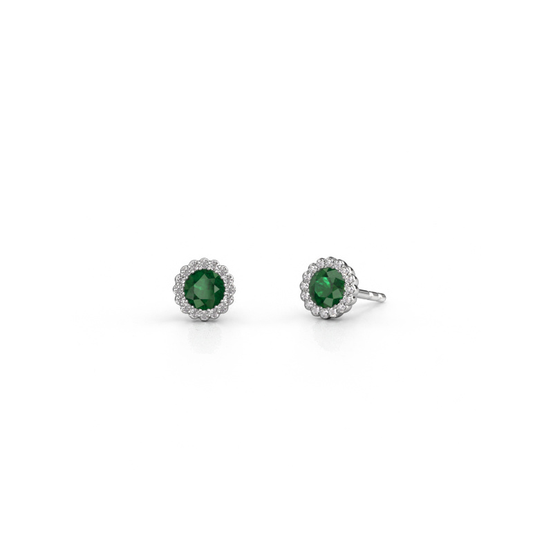 Image de Boucles d'oreilles Queen 950 platine Emeraude 4.2 mm