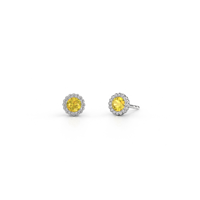 Image of Earrings Queen 950 platinum Yellow sapphire 4.2 mm