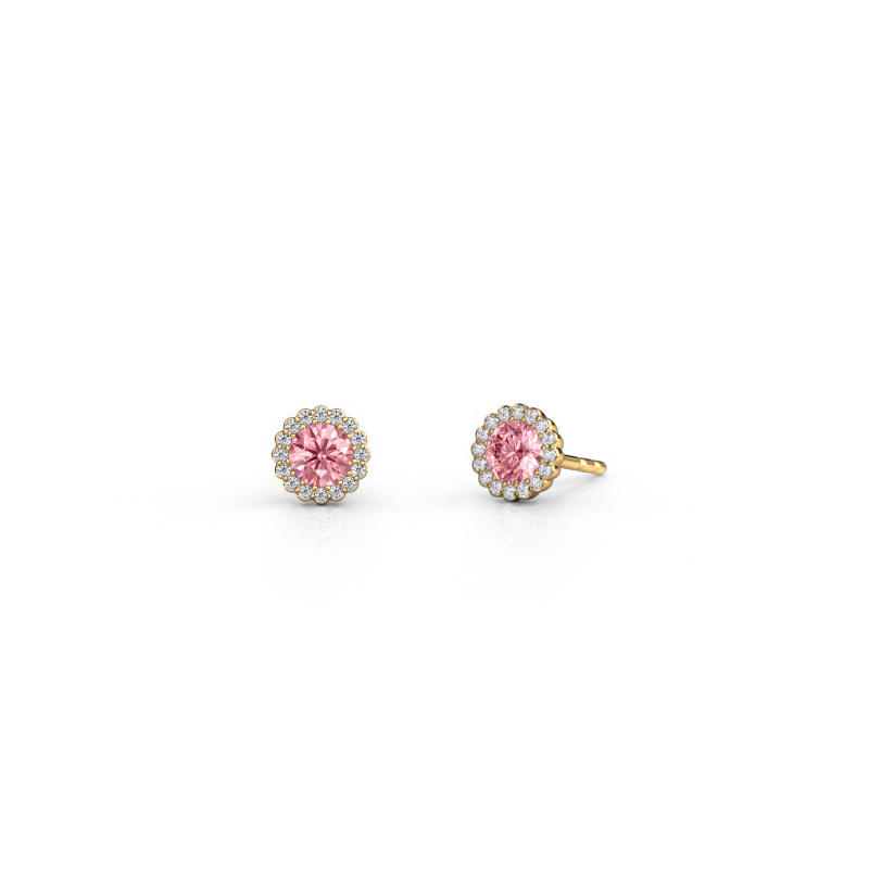 Image of Earrings Queen 585 gold Pink lab grown diamond 4.2 mm