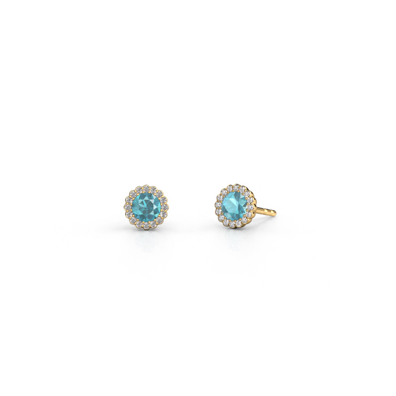 Image of Earrings Queen 585 gold Blue topaz 4.2 mm