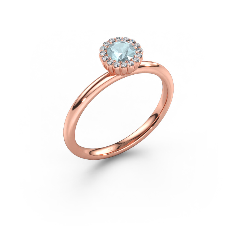 Bild av Förlovningsring Queen 585 roséguld Akvamarin 4.2 mm