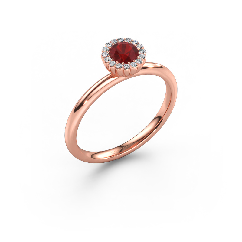 Immagine di Anello di fidanzamento Queen 585 oro rosa Rubino 4.2 mm