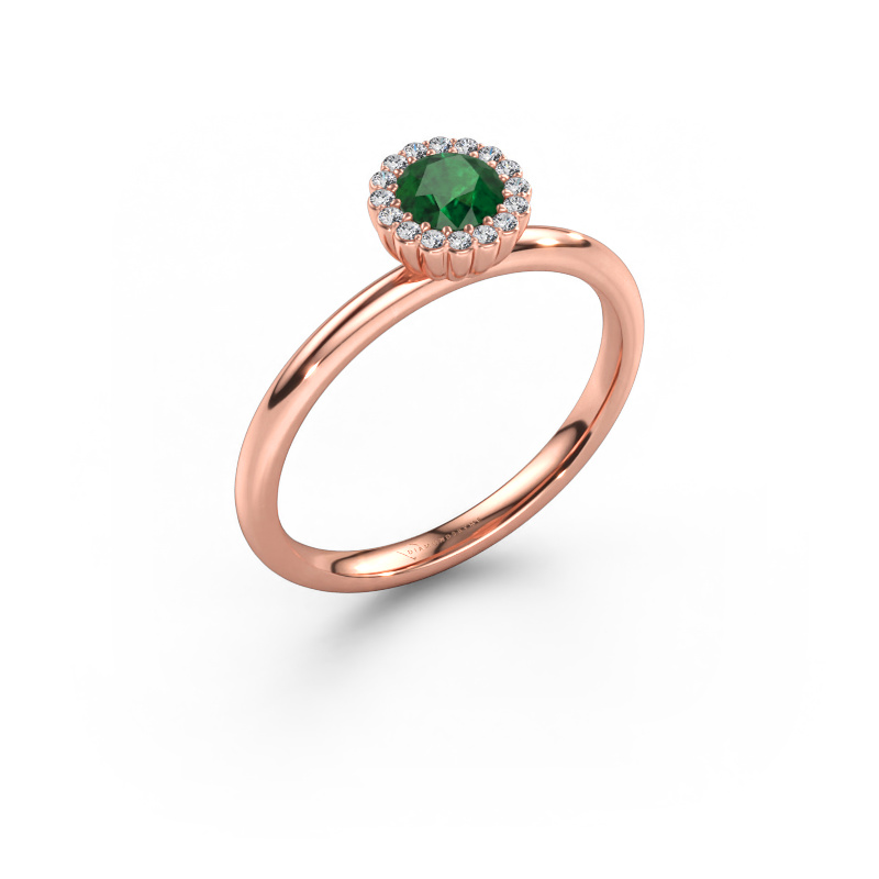 Immagine di Anello di fidanzamento Queen 585 oro rosa Smeraldo 4.2 mm