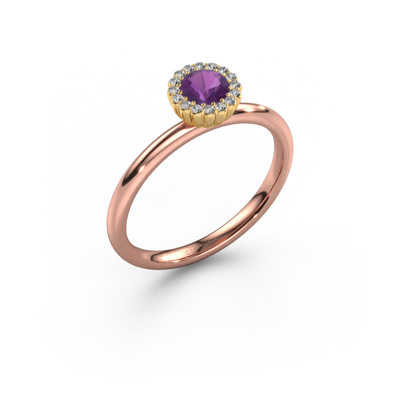 Image of Engagement ring Queen 585 rose gold Amethyst 4.2 mm