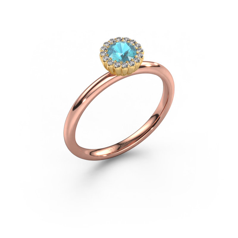 Bild von Verlobungsring Queen 585 Roségold Blau Topas 4.2 mm