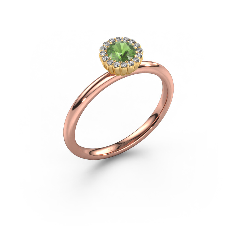 Bild von Verlobungsring Queen 585 Roségold Turmalin grün 4.2 mm