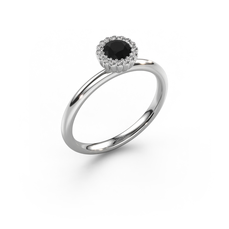 Image of Engagement ring Queen 950 platinum Black diamond 0.44 crt