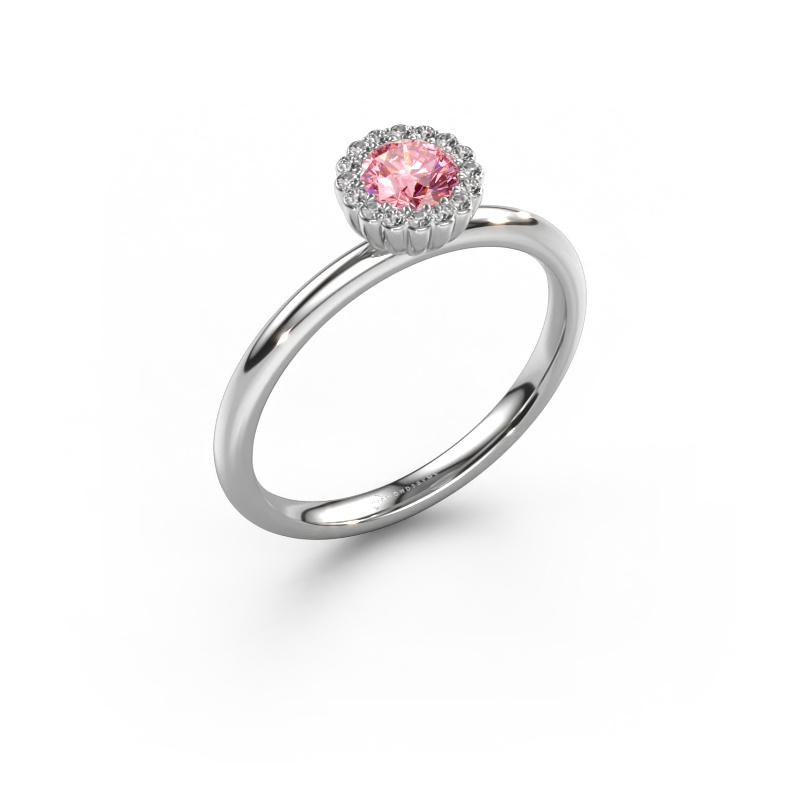 Image of Engagement ring Queen 950 platinum Pink lab grown diamond 4.2 mm