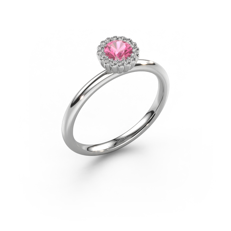 Afbeelding van Verlovingsring Queen 950 platina Roze saffier 4.2 mm