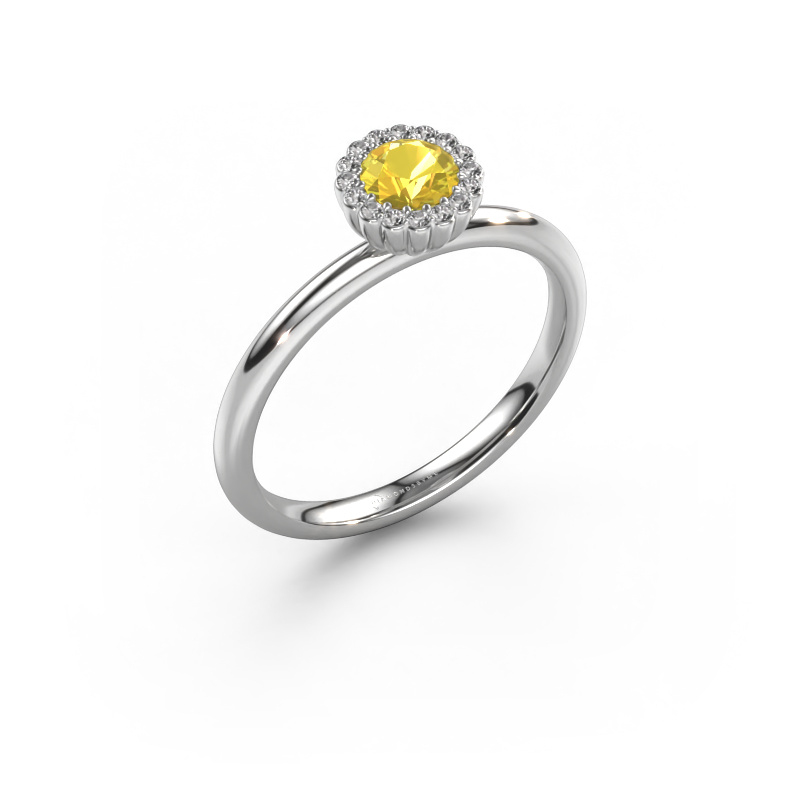 Image of Engagement ring Queen 950 platinum Yellow sapphire 4.2 mm