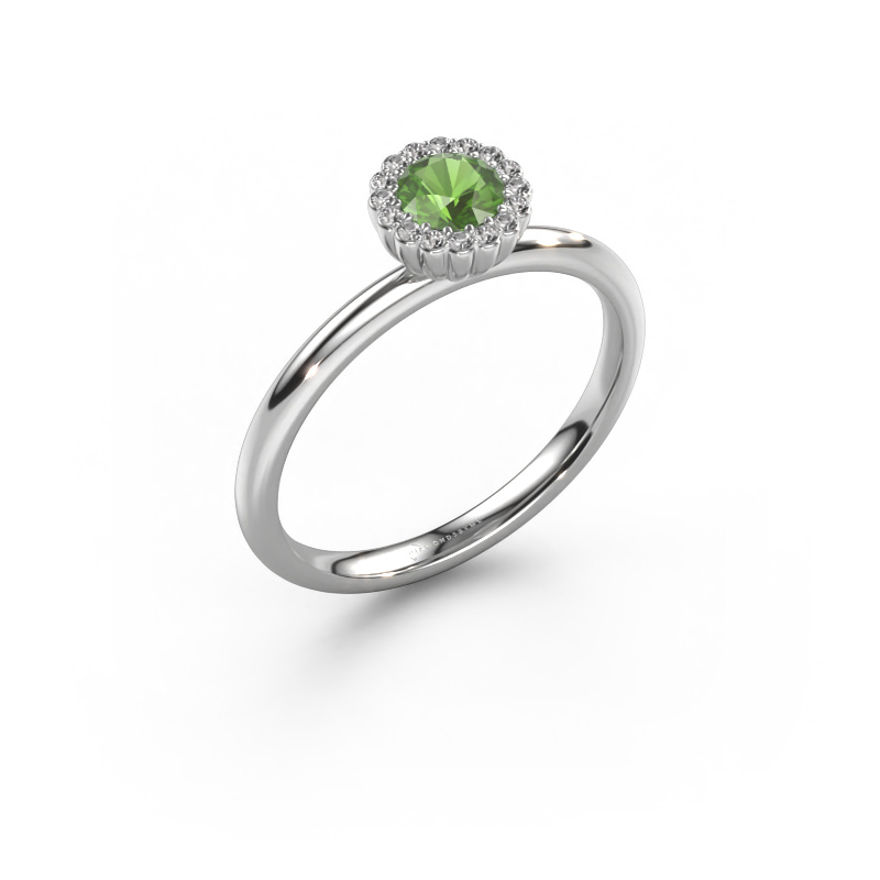 Image of Engagement ring Queen 950 platinum Tourmaline green 4.2 mm