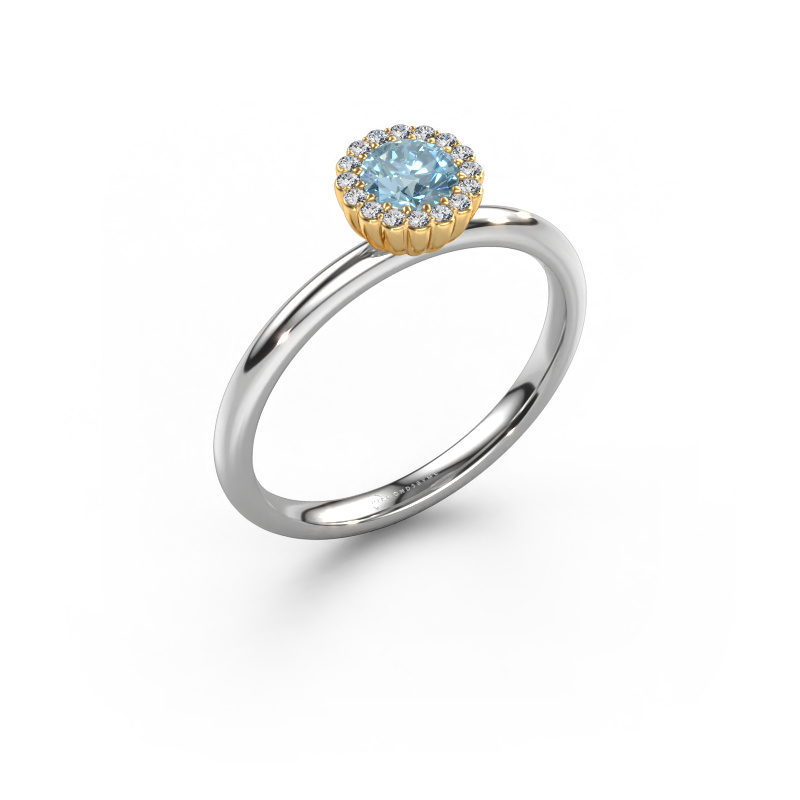 Image of Engagement ring Queen 585 white gold Blue lab grown diamond 4.2 mm