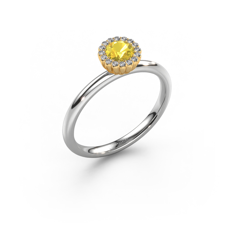 Image of Engagement ring Queen 585 white gold Yellow sapphire 4.2 mm