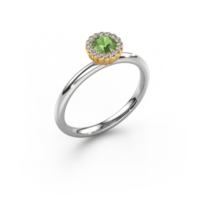 Image of Engagement ring Queen 585 white gold Tourmaline green 4.2 mm