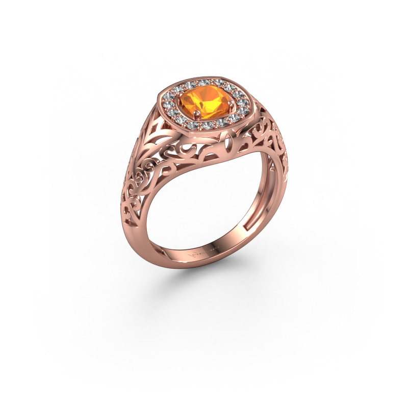 Image de Bague pour homme Quinten 585 or rose Citrine 5 mm